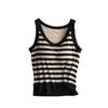 Women's Fashion With Chest Pad Striped Short Small Vest Outside Sleeveless Camisole Bottoming Tops