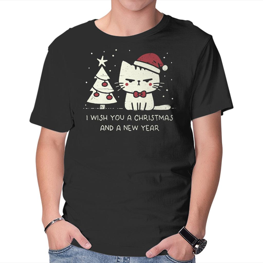 Unisex Crew Neck T-Shirt I Wish You A Christmas Graphic Short Sleeve Casual Tee