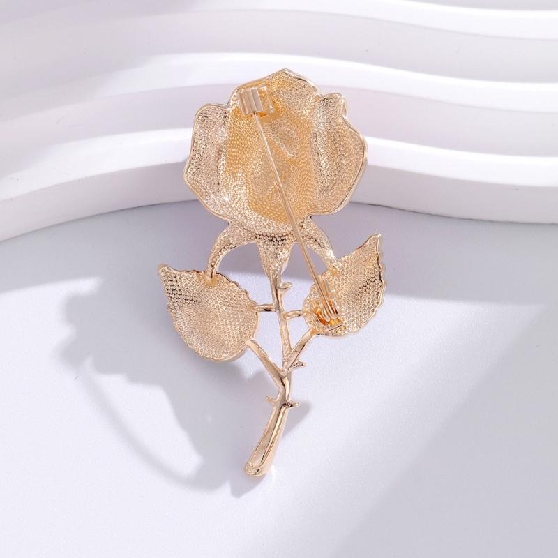 Lightweight Zinc Alloy 3D Enamel Rose Brooch Lapel Pin for Comfortable Effortless Daily Wear as Versatile Accessory