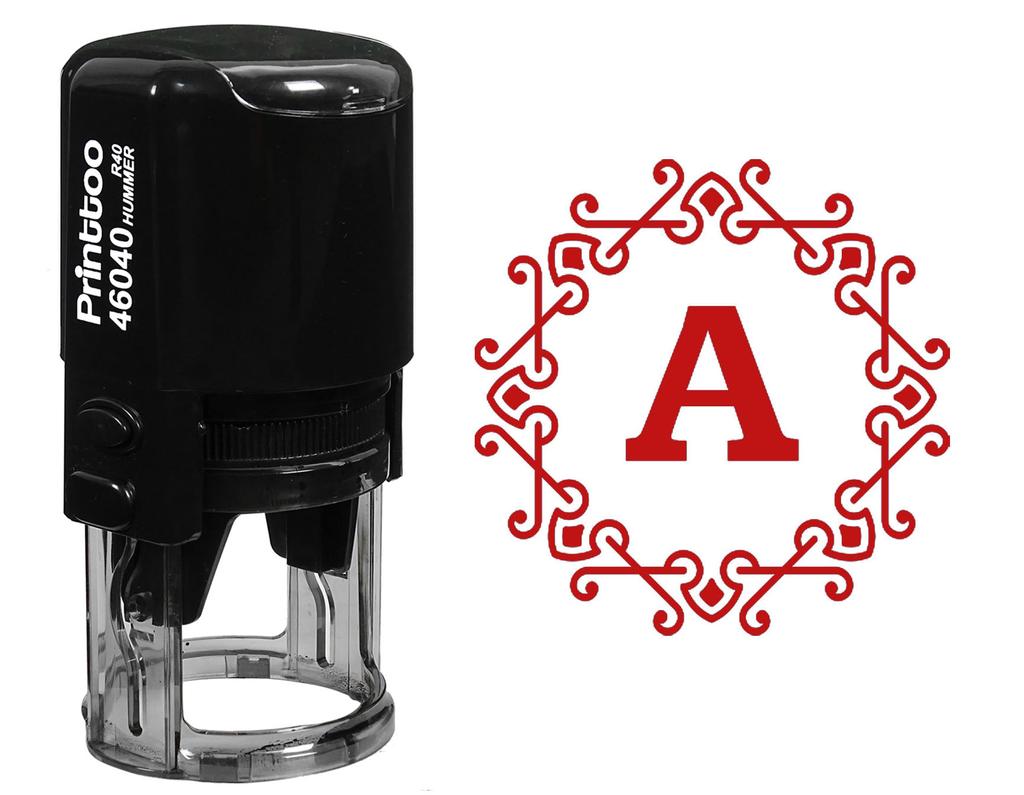 Printtoo Octagon Celtic Swirl Frame A Alphabet Monogram R-40 Self Inking Rubber Stamp Office