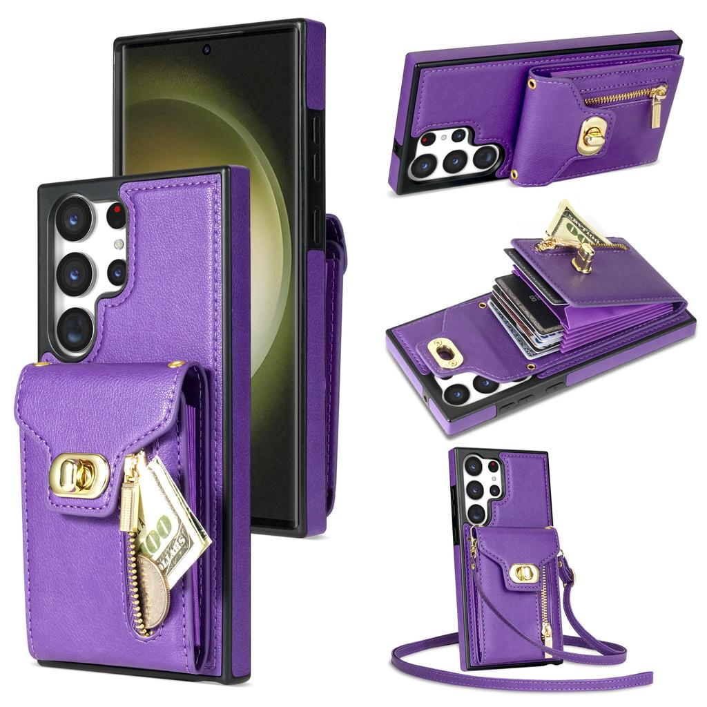 Crossbody Leather Case for Samsung Galaxy S25 S24 Ultra FE S23 Plus S21 FE S20 A14 A54 A13 A53 A52 Wallet Card Slot Phone Cover