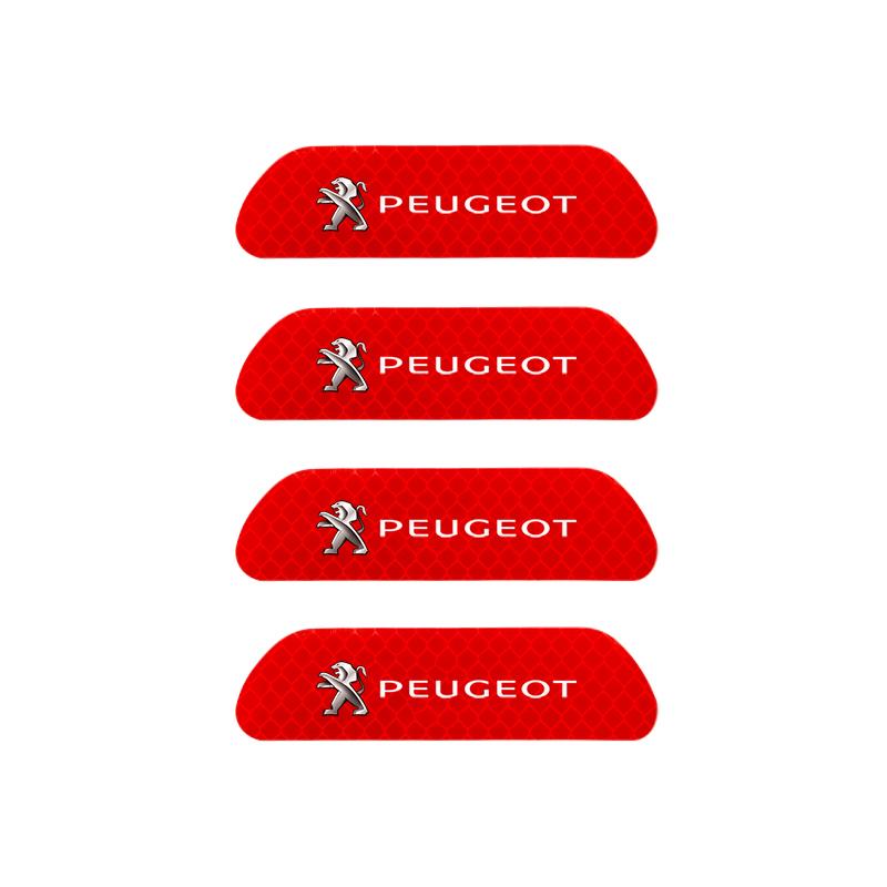 4PCS Car Door Sticker Safety Warning Reflective Mark For Peugeot 408 4008 308 3008 Rifter 5008 508 2008 208 301 RCZ 106 107 205