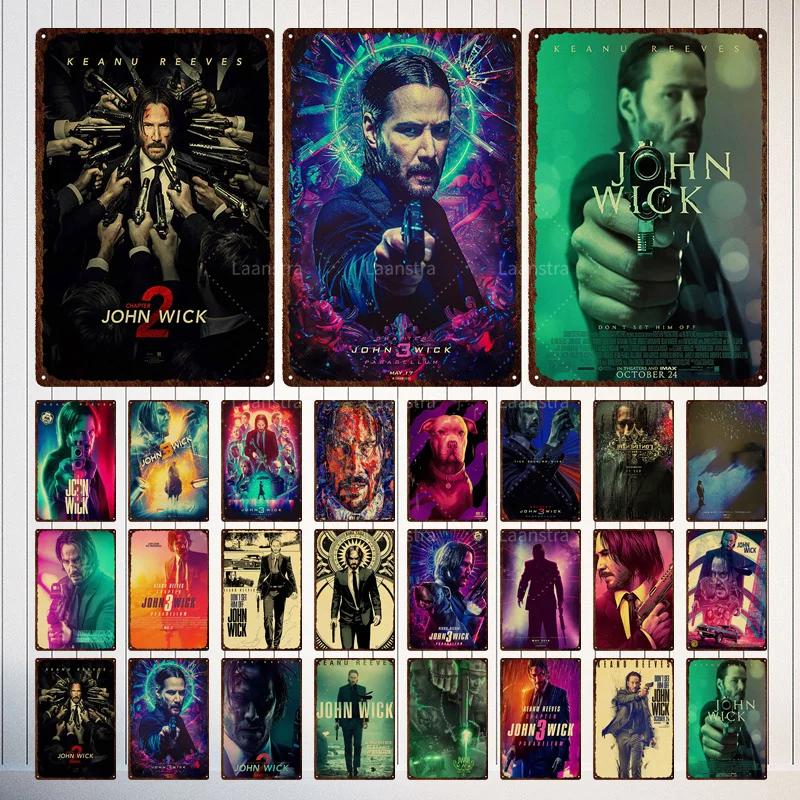Vintage Movie Poster John Wick Poster Metal Sign Decorative Tin Painting Home Cafe Bar Kraft Poster Wall Sticker Decoration