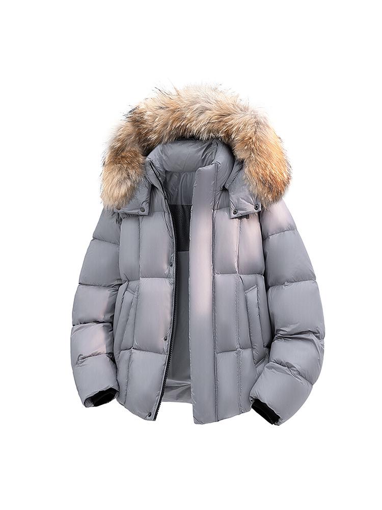 2025 Wintermode: Dicke Daunenjacke mit großem Pelzkragen, 90 % weiße Entendaune, Vielseitig & Warm, Kältebeständige Oberbekleidung