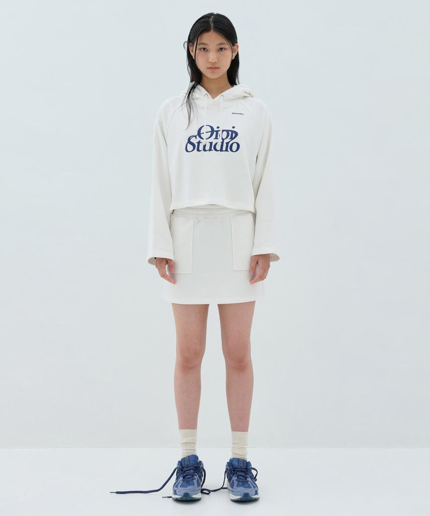 Oioi Collection Loop Logo Banding Skirt_Ivory