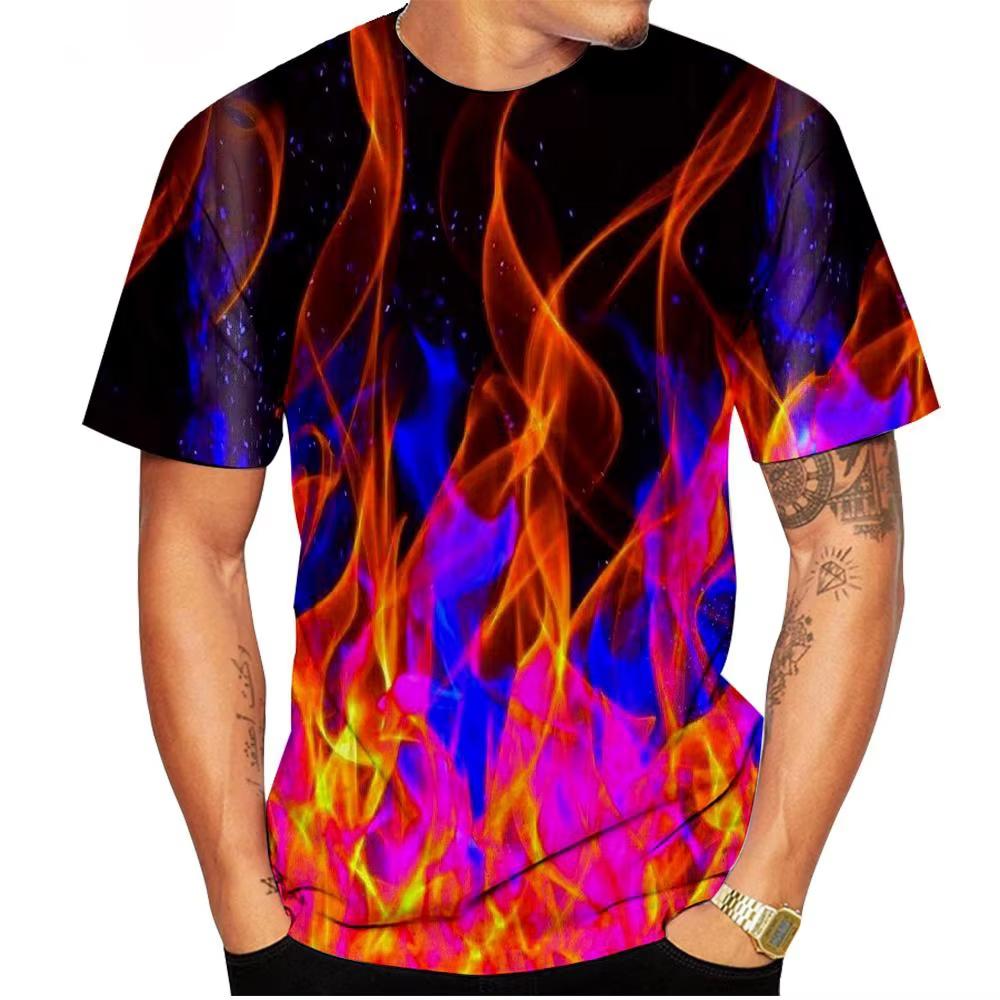 Flame Pattern 3D Printed Men's And Women's T-shirt Hip Hop Short Sleeve T-shirt Plus Size Streetwear Harajuku Y2k Top