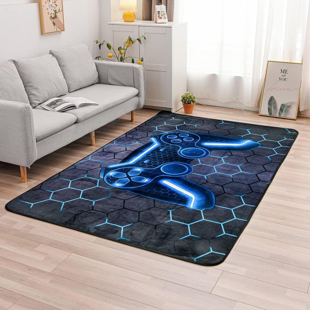 Game Console Area Rug for Bedroom Sofa Playroom Gaming A Living Room Geometric Bedside Rugs Gamer Decorative Floor Mat Carpet