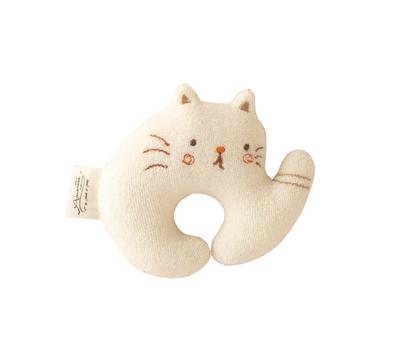 Amorosa Mamma [Made In Japan] Cotton Cat Mini Rattle Squeeze Rattle for Newborns and Babies, First Toy