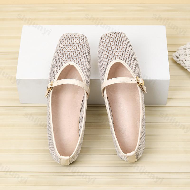 Women Ballet Falts Shoes 2026 Mesh New Breathable Casual Comfortable Hollow Out Mary Jane Summer High Quality Women's Shoes