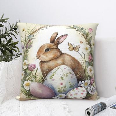 Spring Easter Bunny Eggs Square Pillow Cases Cushion Covers Awesome Zipper Decorative Pillowcover for Sofa 45*45cm