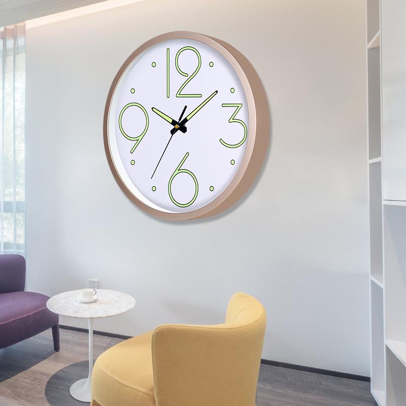 12 Inch 30cm Luminous Plastic Silent Wall Clock Creative Bedroom Living Room Simple Luminous Quartz Clock