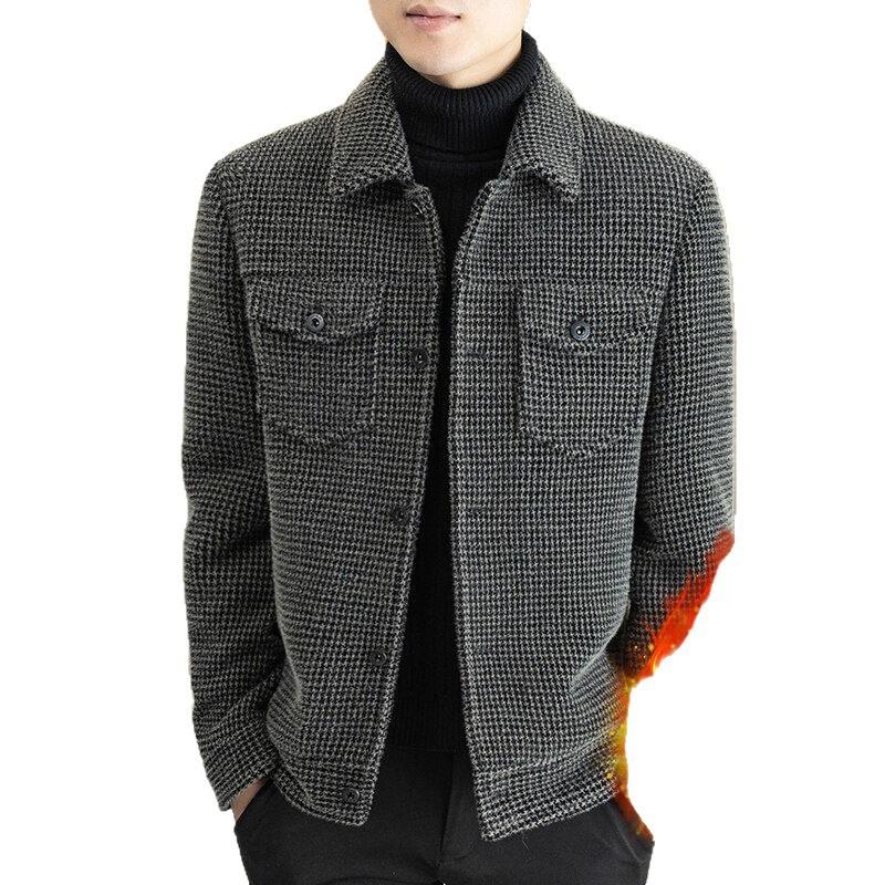 Woolen Overcoat for Men, Autumn and Winter Jacket, Trendy Short Style with Added Fleece, Warm Woolen Jacket, Outerwear