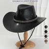 Men's and Women's PU Leather Denim Hat Bohemian Fashion Metal Rhombus Nail Belt Denim Hat Vacation Gift
