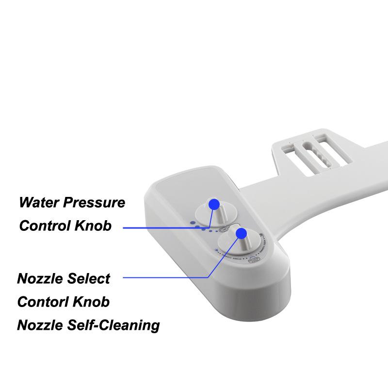 Non-electric Bidet Seat with Dual Spray for Feminine and Buttocks Hygiene