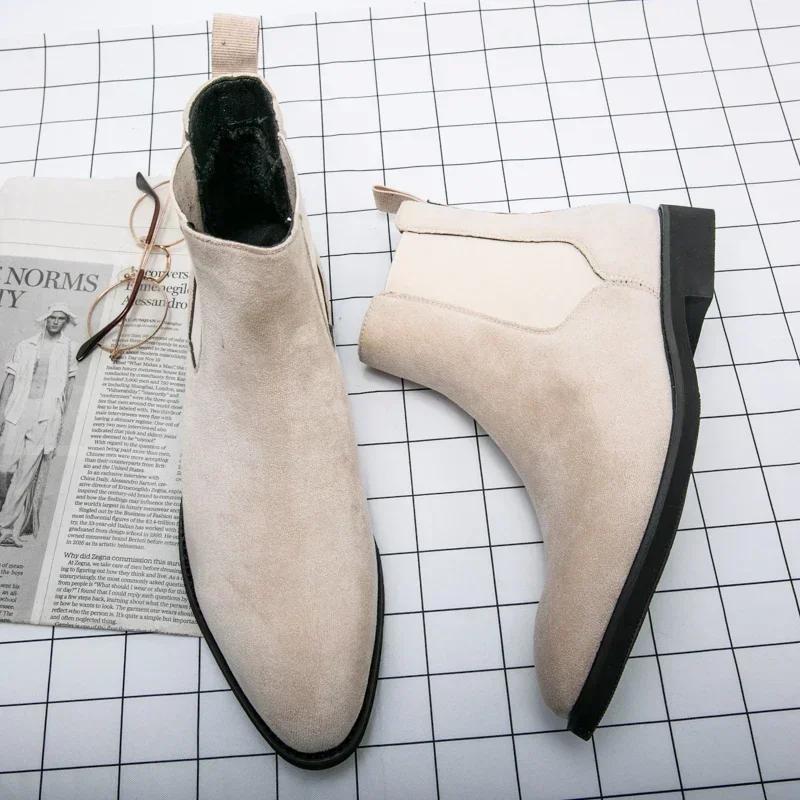Mens Boots Classic Chelsea Boots High Quality Genuine Leather Boot British Style Business Dress Boots Men High-Top Leather Shoes