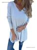 European & American 2026 Spring/Autumn Solid V-neck Knit Loose Women's Top