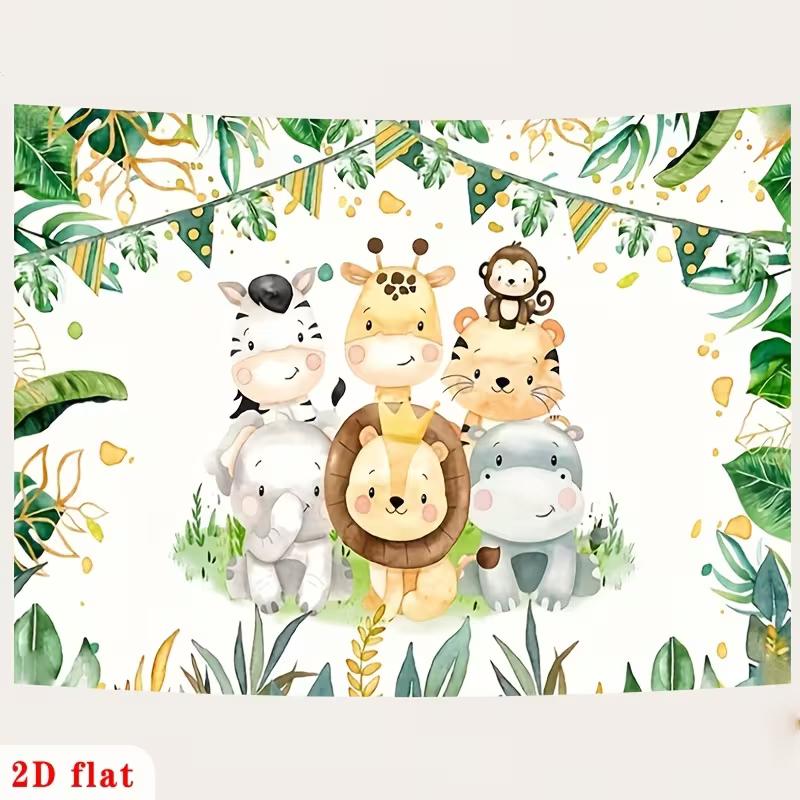 2D Baby Shower Jungle Lion & Zebra Animals Photo Booth Banner