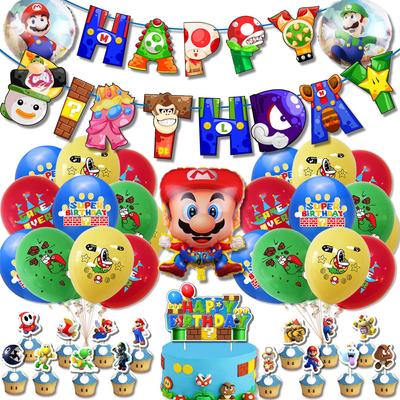 1 Set Mario Geburtstagsparty Zubehör Enthält Banner, Cupcake Topper, Luftballons