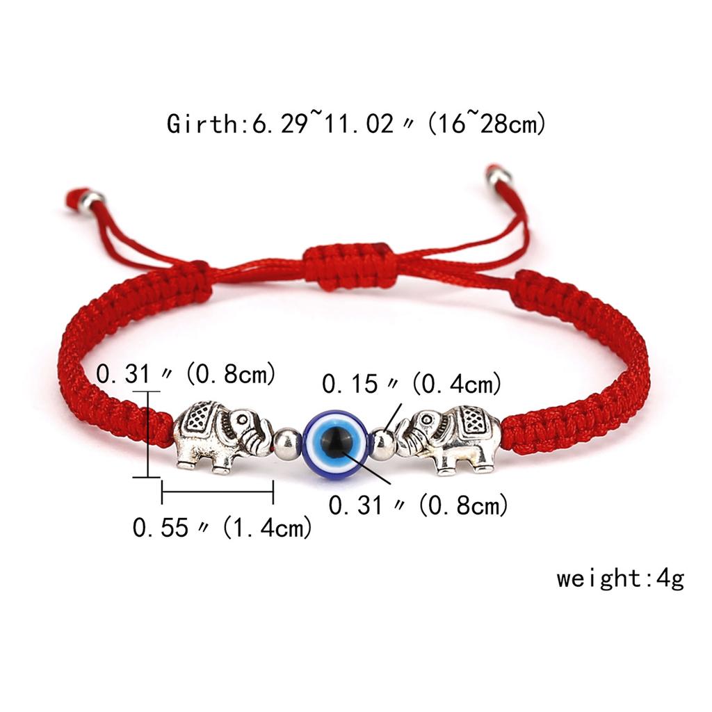 Retro Handmade Woven Evil Eyes Elephant Bracelet For Women Men Simple Classic Animal Evil Eye Bracelet Bangle Friendship Jewelry