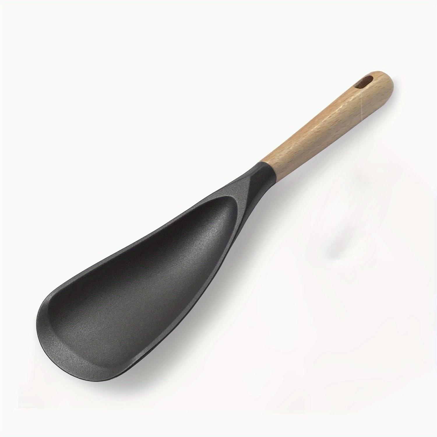 1 шт. Антипригарная кухонная ложка, силиконовая ложка для перемешивания, ложка-лопатка, ложка-скребок, черная