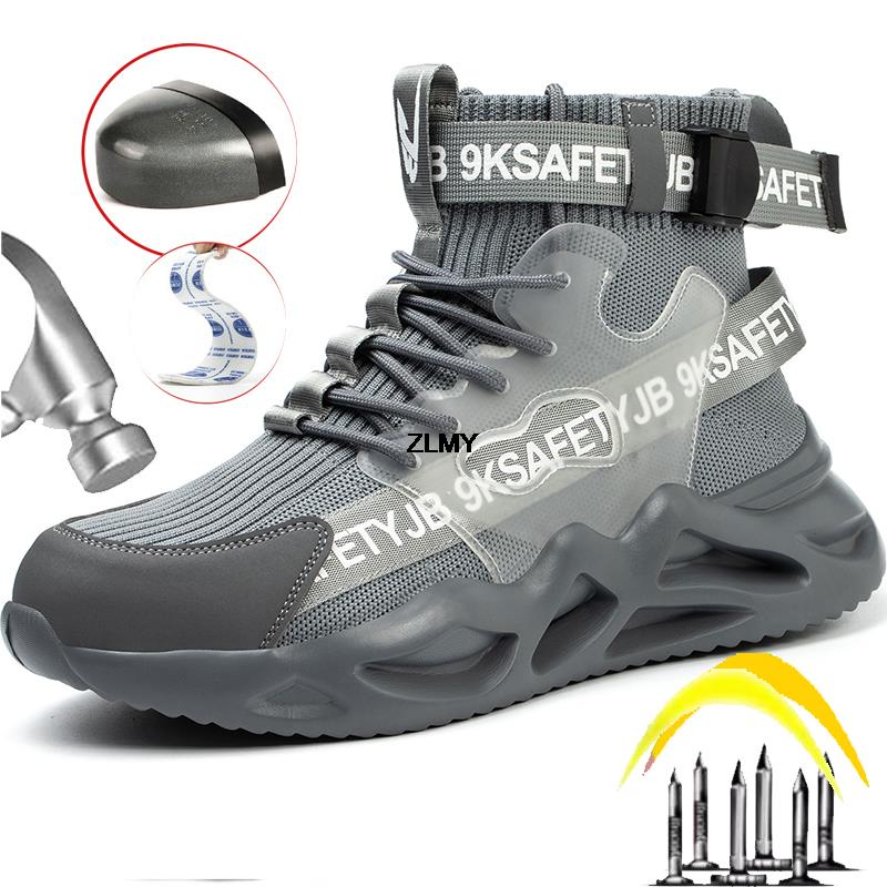 Fashion Safety Shoes Men Steel Toe Work Shoes Puncture Proof Sneaker Man Industrial Work Safety Boots Breathable Protective Boot