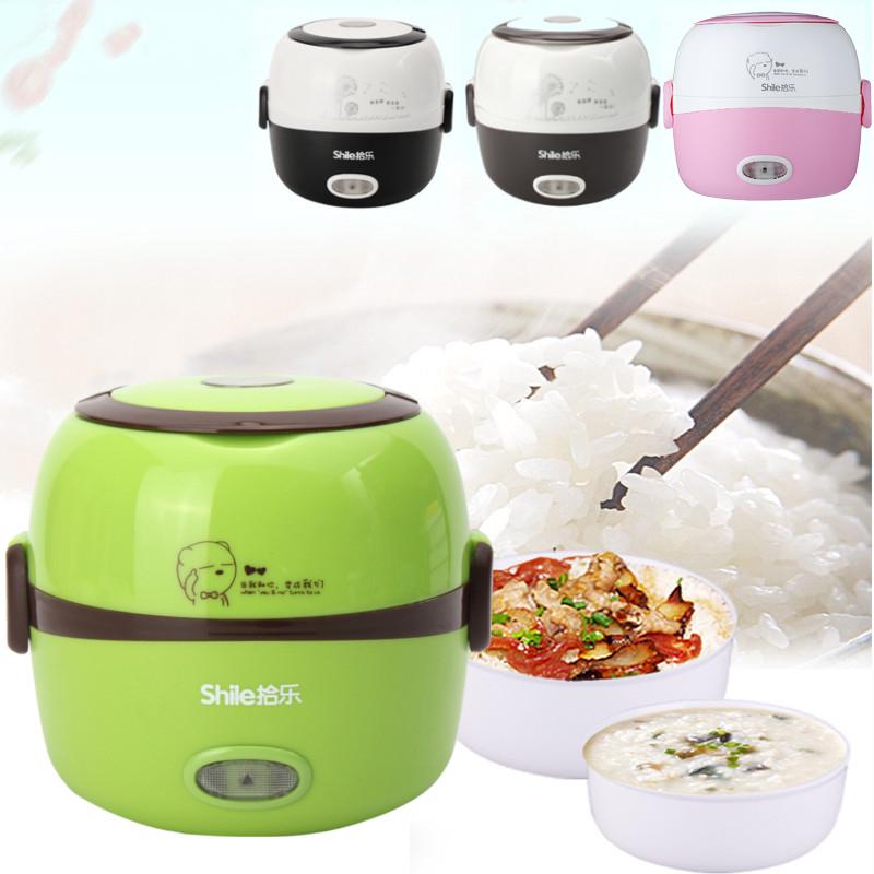 1.3L Stainless Steel 2 Layer Electric Portable Lunch Box Rice Cooker