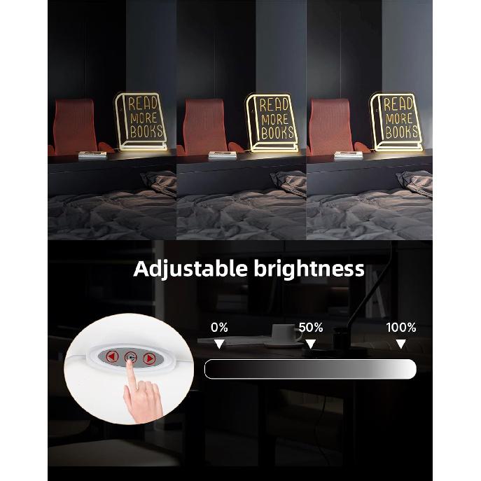 Read More Books Neon Sign - Dimmable Book Neon Lights LED Light Up Sign for Bedroom, Bookstore, Library, Study Room - Classroom and Museum Decoration