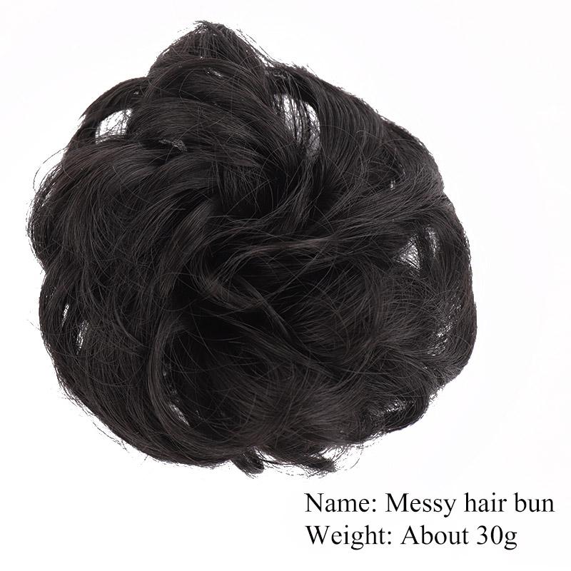 Messy Hair Bun Extensions Rubber Band Synthetic Hair Extension Curly Wavy Messy Synthetic Chignon Scrunchy Updo Hairpiece For Women Girls