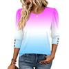 Women's Fashion Three-Quarter Sleeve Crewneck T-Shirt Casual Top for Everyday Wear