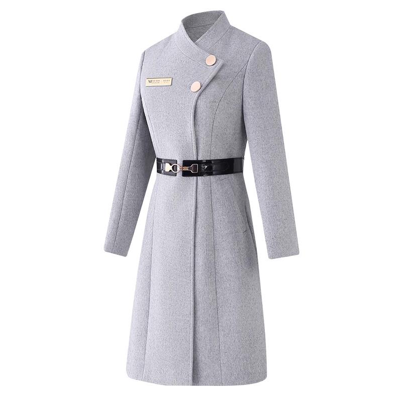 Women's Waist-Cinching Professional Wool Blend Coat