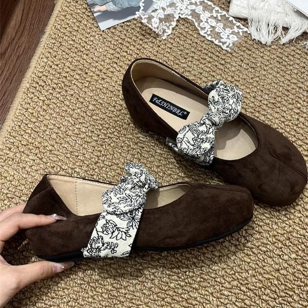 Gentle Inner Height Increase Ballet Single Shoes 2025 New French Retro Temperament Elegant Suede Light Mouth Mary Jane Shoes