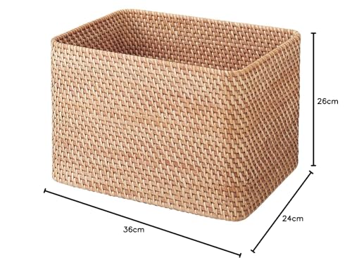 MUJI Stackable Rattan Rectangular Basket, Large (V) Approx. 36cm W X 26cm D X 24cm H 47381313 Basket