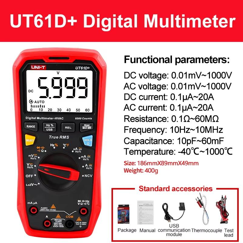 UNI-T UT61E+ UT61D+ UT61B+ UT33A UT33B UT33C UT33D Plus Profesyonel Dijital Multimetreler True RMS Otomotiv Multimetresi