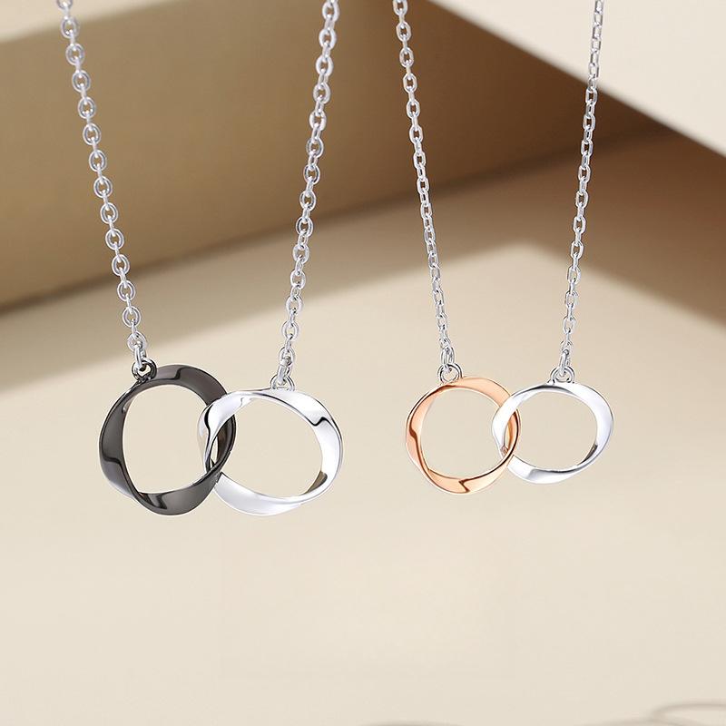 Mobius Ring Couple Necklace Female Collarbone Light Luxury Niche Pendant Birthday Gift for Male Girlfriend