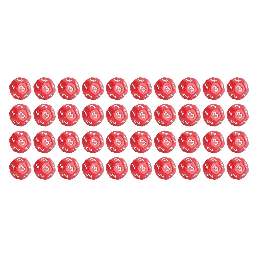 40Pcs 12 Sided Dice Set Polyhedral Dice for Family Party Board Game Pub Club Game Red