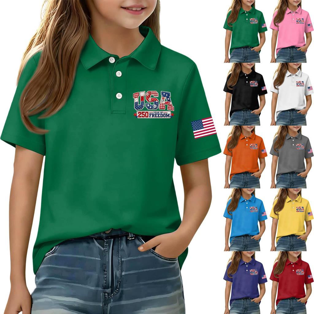 Children's Daily Casual Short-sleeved Print Tops T-shirts Shirts