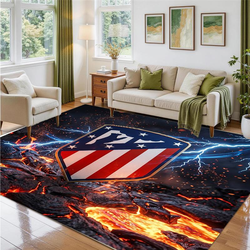 Atletico Madrid Design Kristall-Samt-Teppich Weich Dekorative Matte für Schlafzimmer Eingang