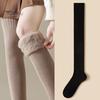 1 Pair Women Winter Socks Tihick Plush Over Knee Socks Anti-slip Solid Color Warm Thickened Stockings Warmth Socks for Various Occasions