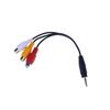 28Cm 3.5Mm Jack Av Male To 3Rca Female Audio Video Cable Cord Stereo Adapter
