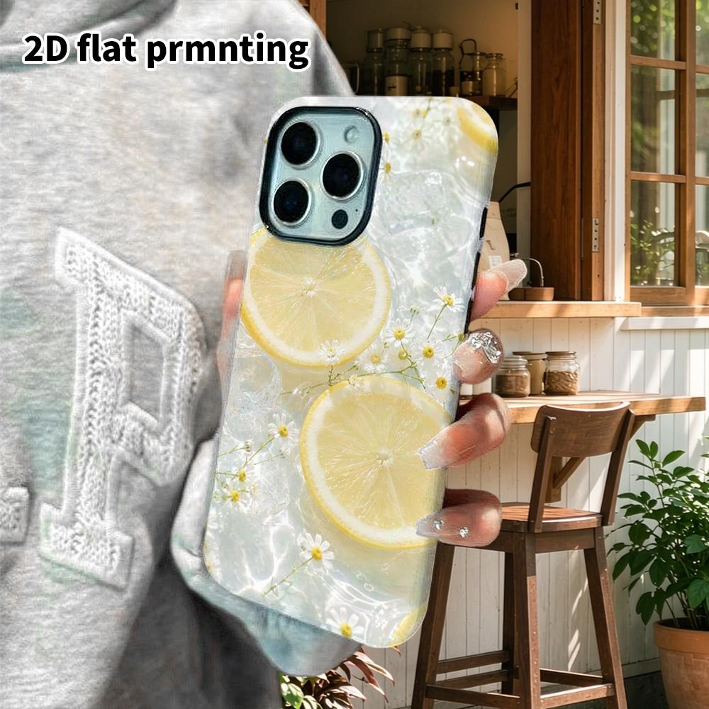Phone Case: 2D Flat Suitable for iPhone 18 17 16 15 14 13Pro Film Protection Case, Couple Style, Lemon Chamomile, Christmas and Halloween Gifts