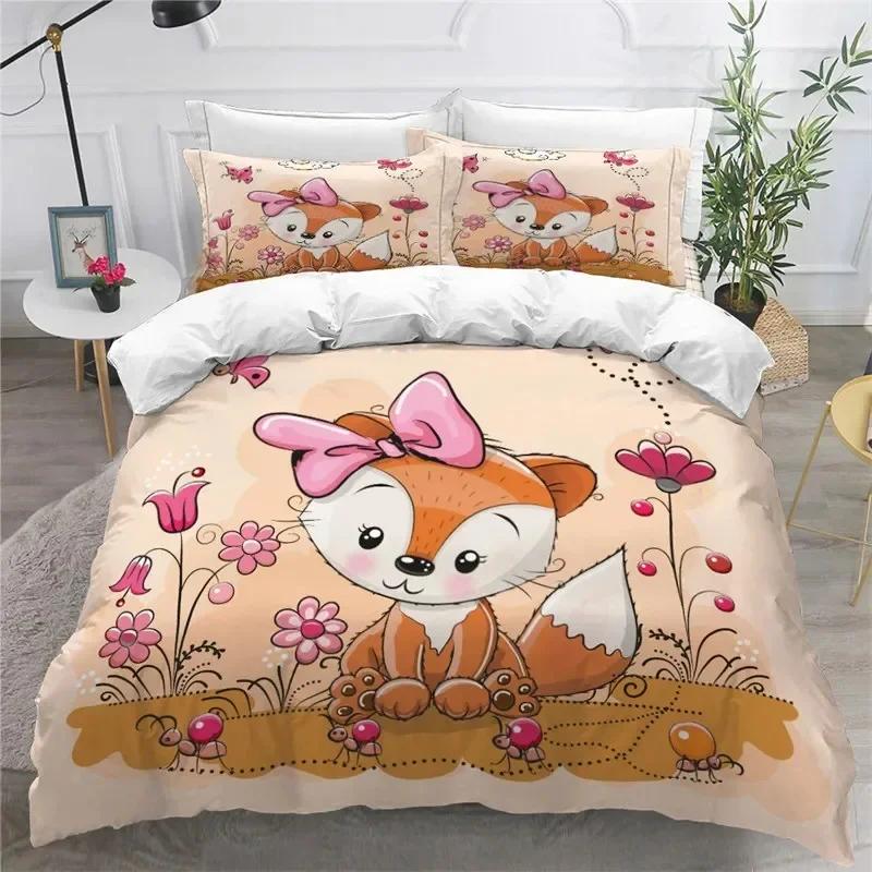 Fox 3D Animal Theme 3D Duvet Cover Bedding Set Comforter Linen Pillowcases Home Decor Single Double Twin King Queen