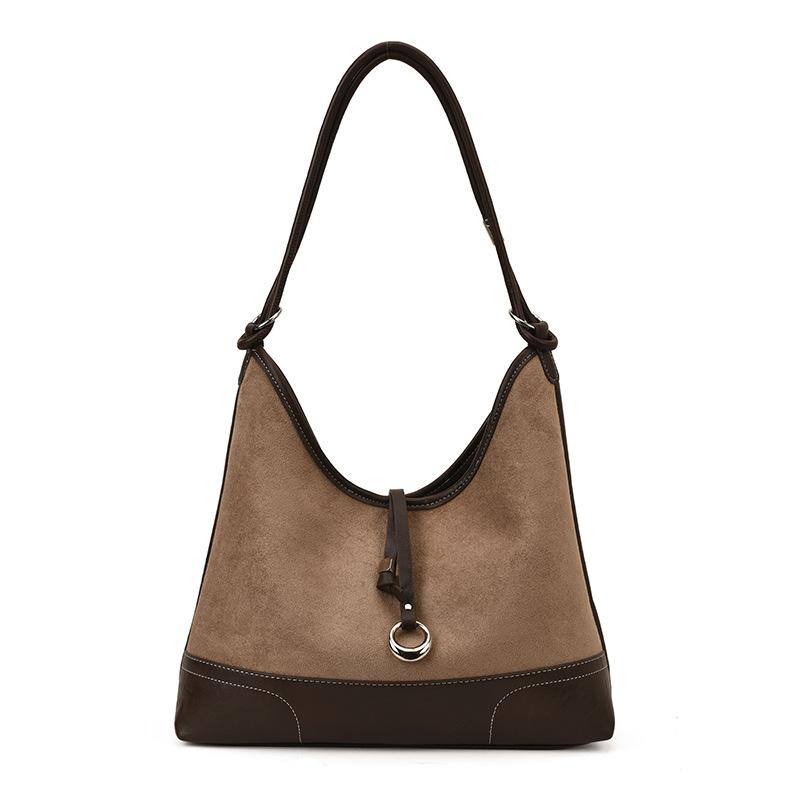 Suede Hobo Bag Women Fashion Shoulder Bag With Metal Ring Detail Soft Texture Handbag Everyday Casual Use хаки 1700₽