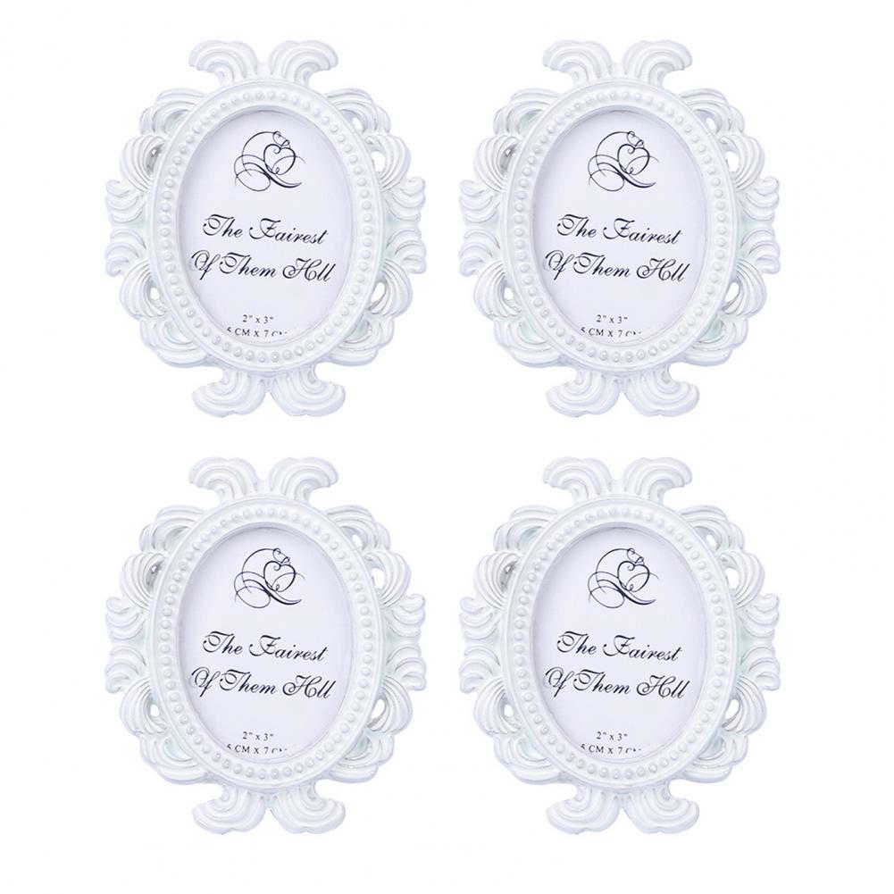Decorative Resin Frame Elegant Oval Photo Frame Set for Home Decor Wedding Display Vintage Resin Picture Holder