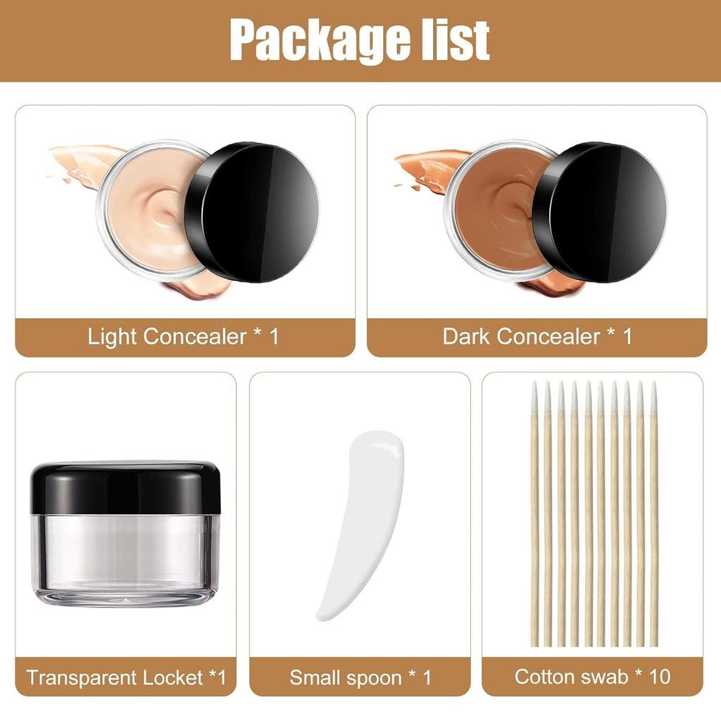 Dark Spots Cover Up 2 Colors Makeup Waterproof Sweatproof Cover Up Skin Concealer Set Long Lasting Suitable For Dark Spots Vitiligo