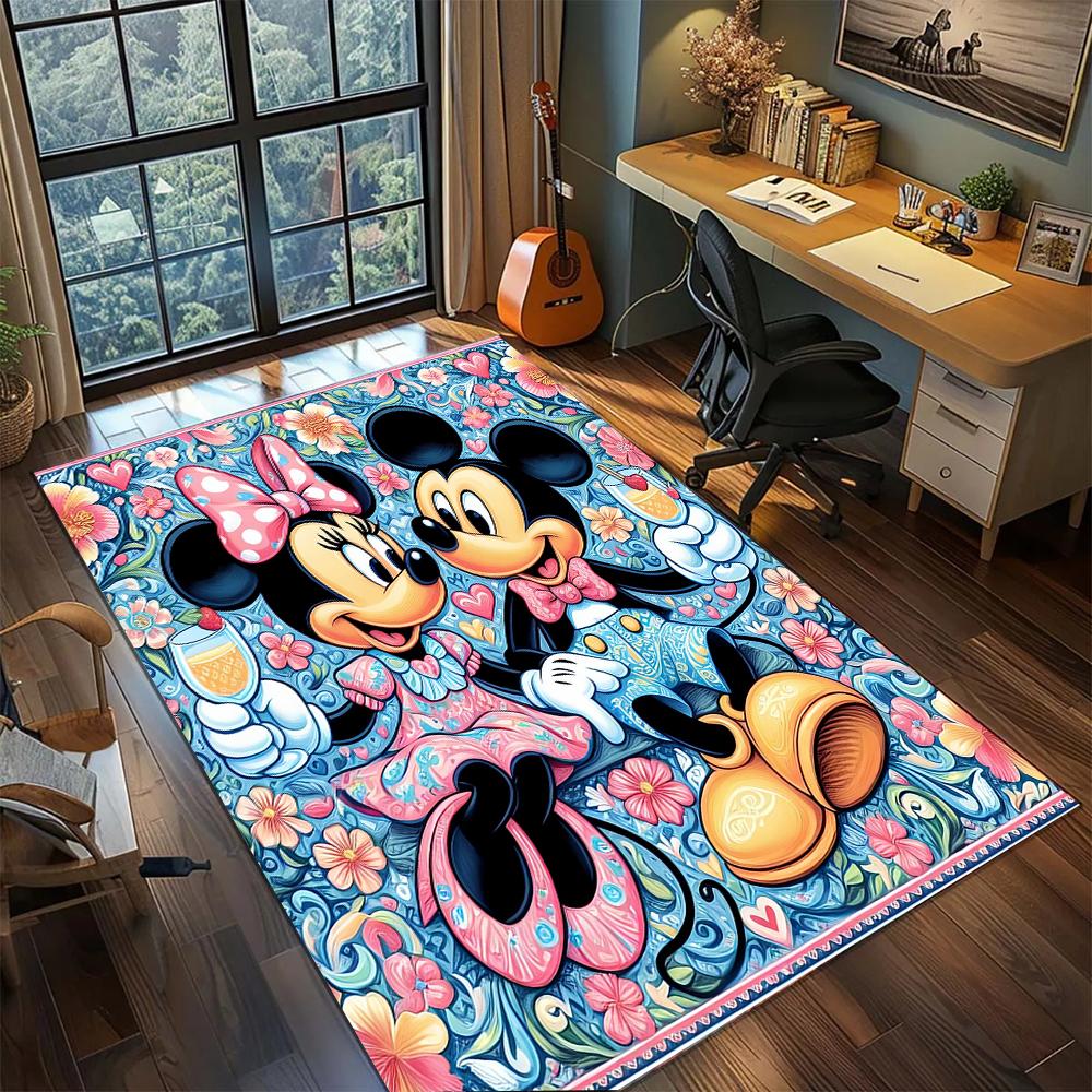 Mickey & Minnie: Retro Pop Rug Carpet Large Area Rug Non Slip Washable Floor Mat Gamer Room Bedroom Home Decor