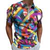 Abstract Pattern Short Sleeve Zip Polo, Stylish Casual Top for Daily Wear
