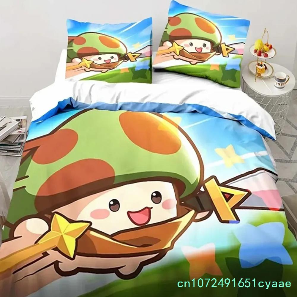 3D Print Anime Game Legend Of Mushroom Pattern Duvet Cover Sets Comforter Bed Linen Gift Twin Queen King Size Romantic Home Gift