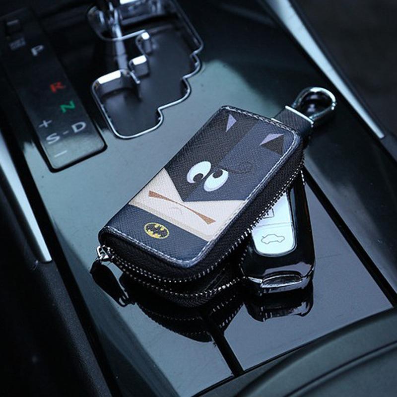 Cute Cartoon Key Bag Men Women PU Leather Key Holder for Car Metal Key Chain Creative Mini Zip Coin Purse Car Key Case Cover