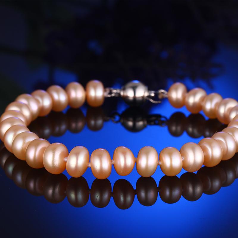 HENGSHENG 2019 Pearl Jewelry Bracelets Natural Pearl Bracelets Fine Jewlery 8-9mm Black Freshwater Pearl Gift for Women