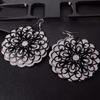 Women Vintage Ethnic Chic Large Round Hollow Flower Dangle Eardrops Hook Earrings
